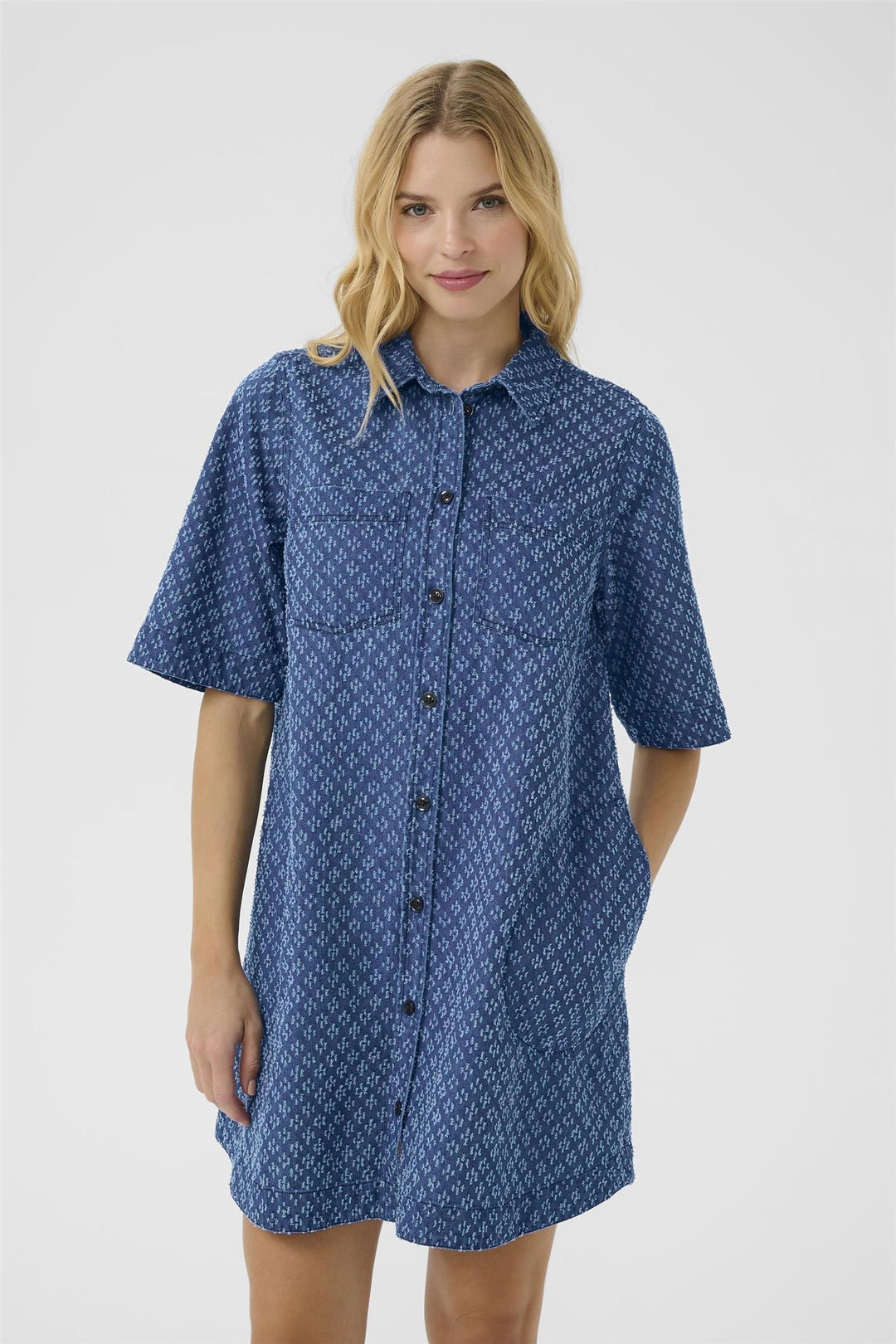 Sardia Denim Dress - Ditressed Blue Denim