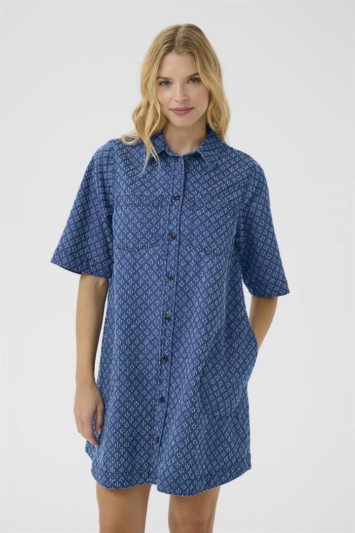 Sardia Denim Dress - Ditressed Blue Denim