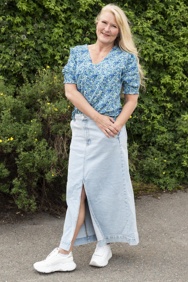 Caliah Maxi Skirt - Light Blue Denim