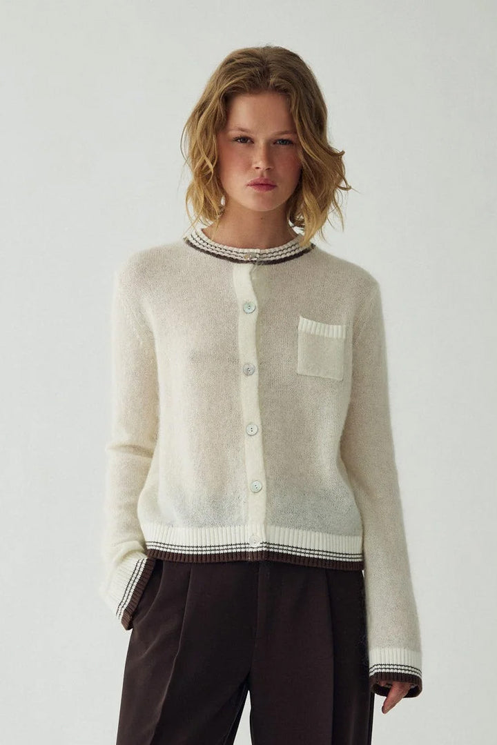 Nattie Knit Cardigan - Ivory Brown