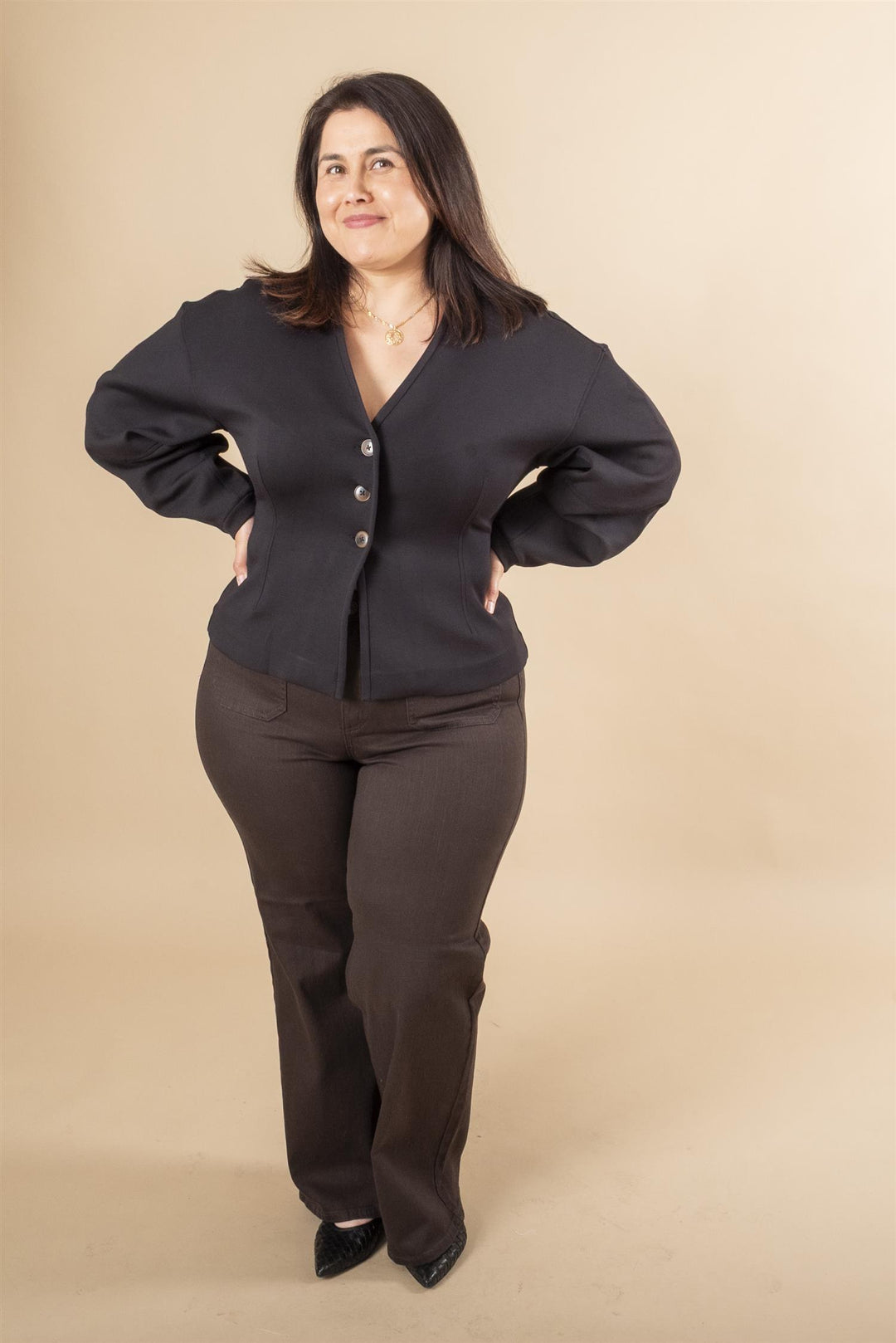 KAbrook HighWaist Regular Fit Jeans - Coffee Bean