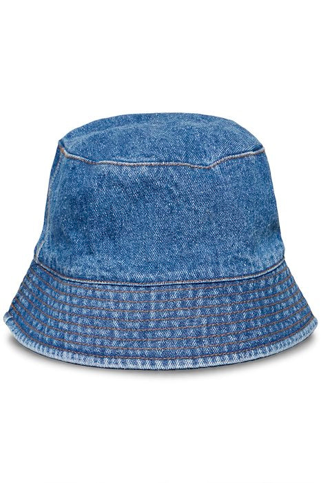 FRALVINA HAT 1 - MID BLUE DENIM W COGNAC