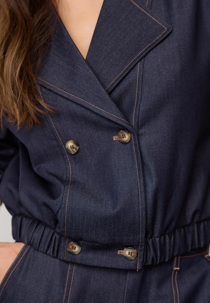 Terry Double Breasted Blazer - Navy Denim