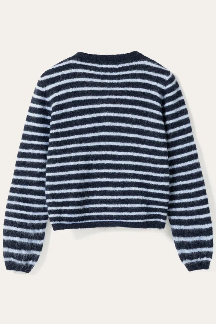 Mertice Knit Cardigan - Blue w/blue stripes