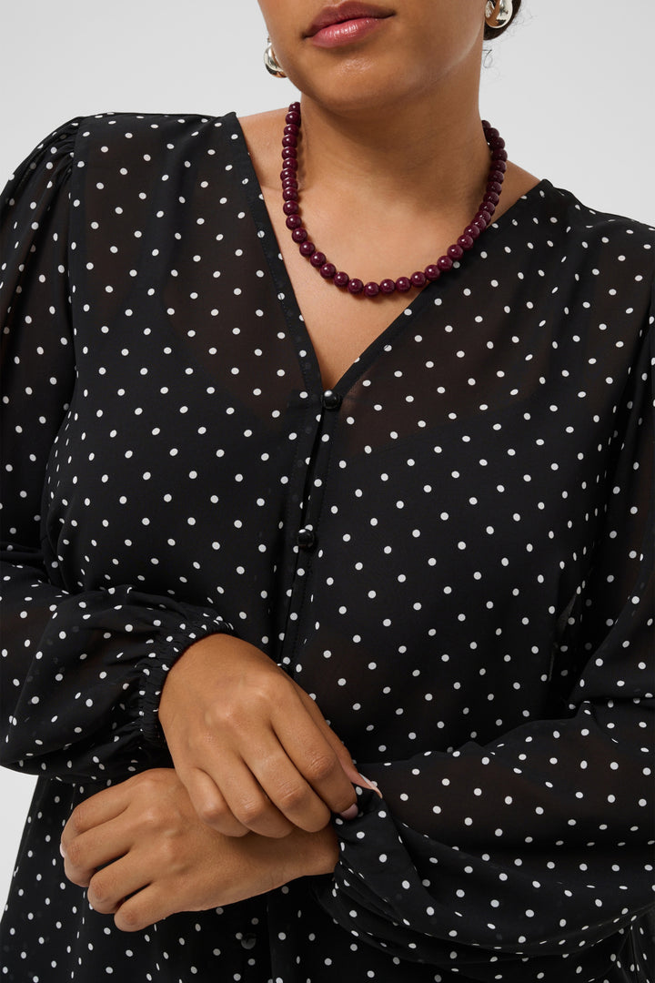 KCminda Blouse - Black W. White Dot