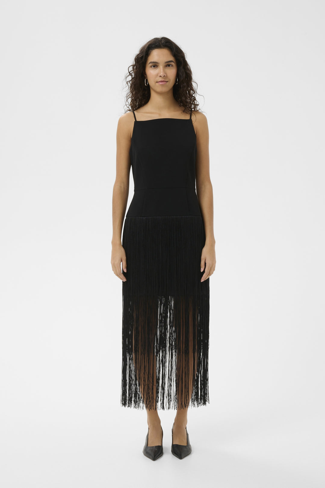 CHARLEENE FEST FRINGE DRESS - Black