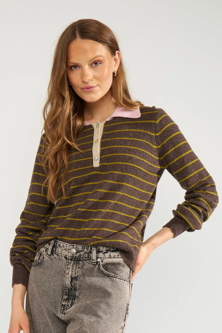 Nulucinda Stripe Pullover - Black Coffee