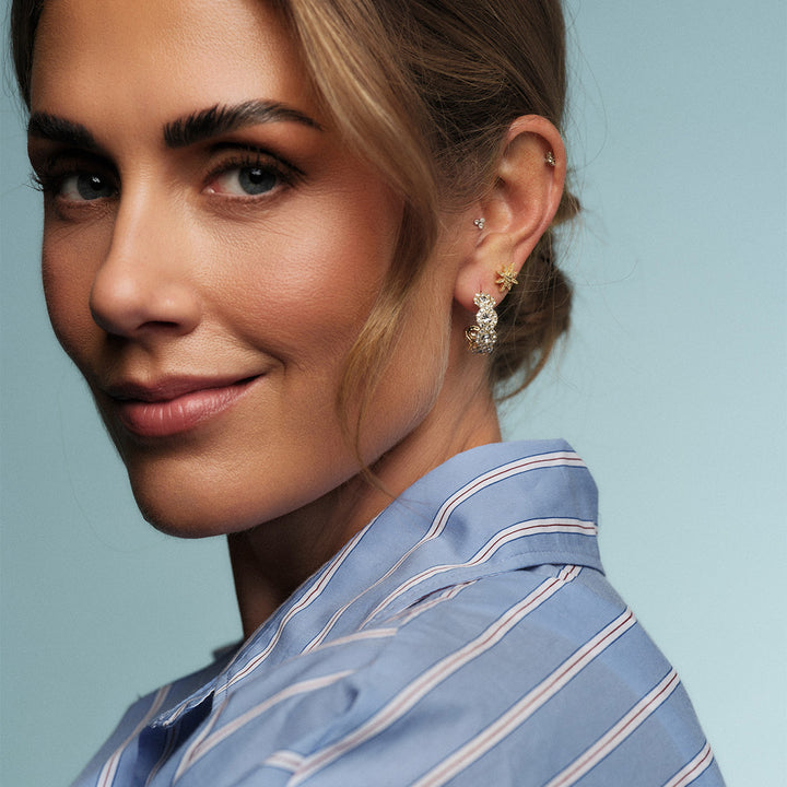 Venus Hoops by Tone Damli - Gold/Crystal