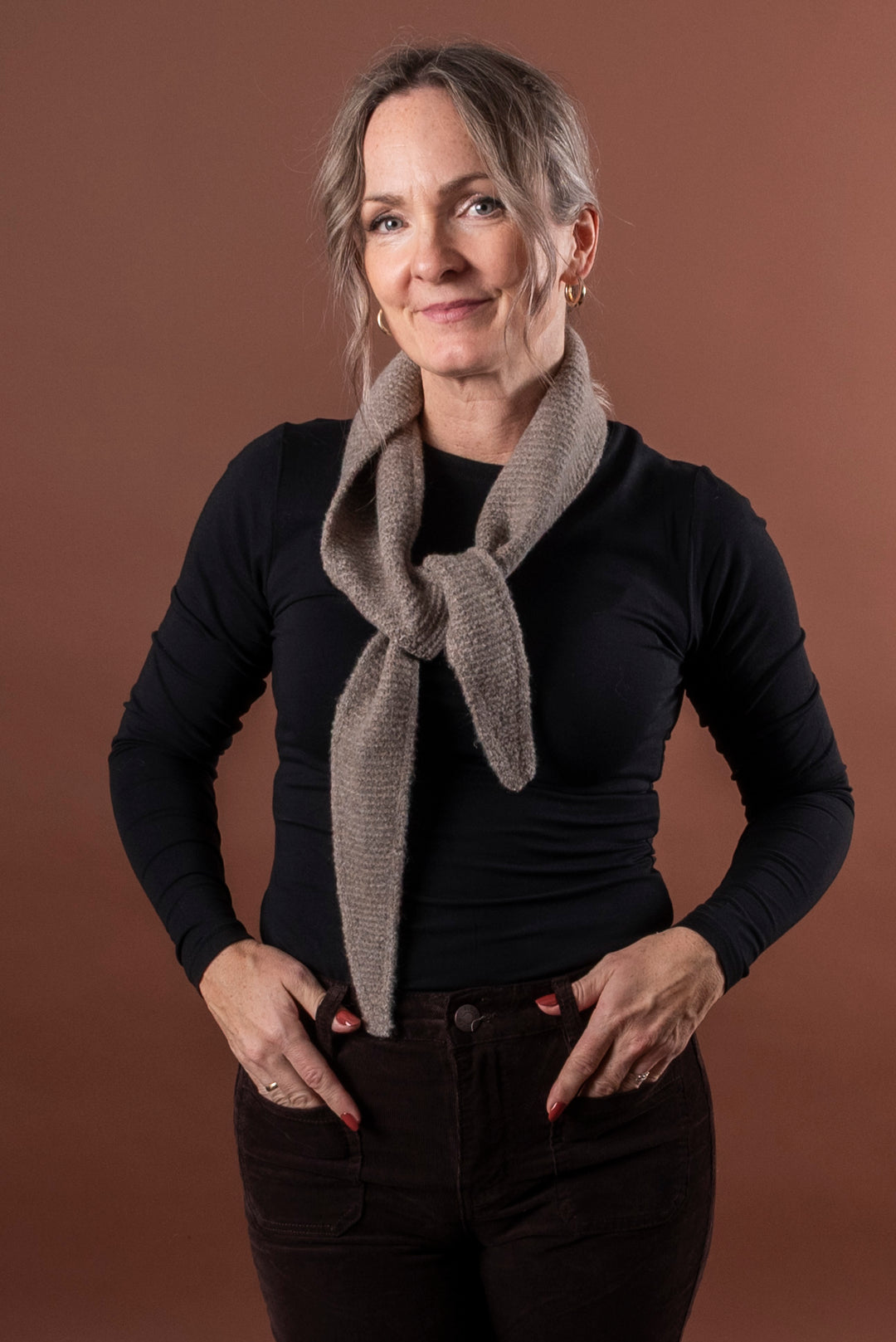 BYVILKO NARROW SCARF - Walnut Melange