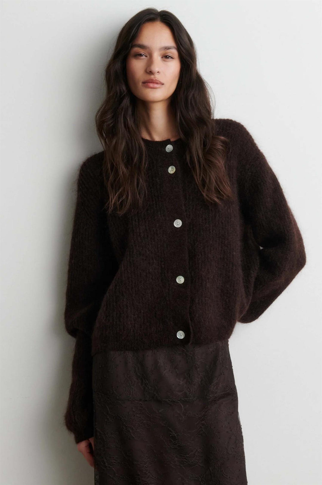 Andrea Knit Cardigan - Chocolate Brown