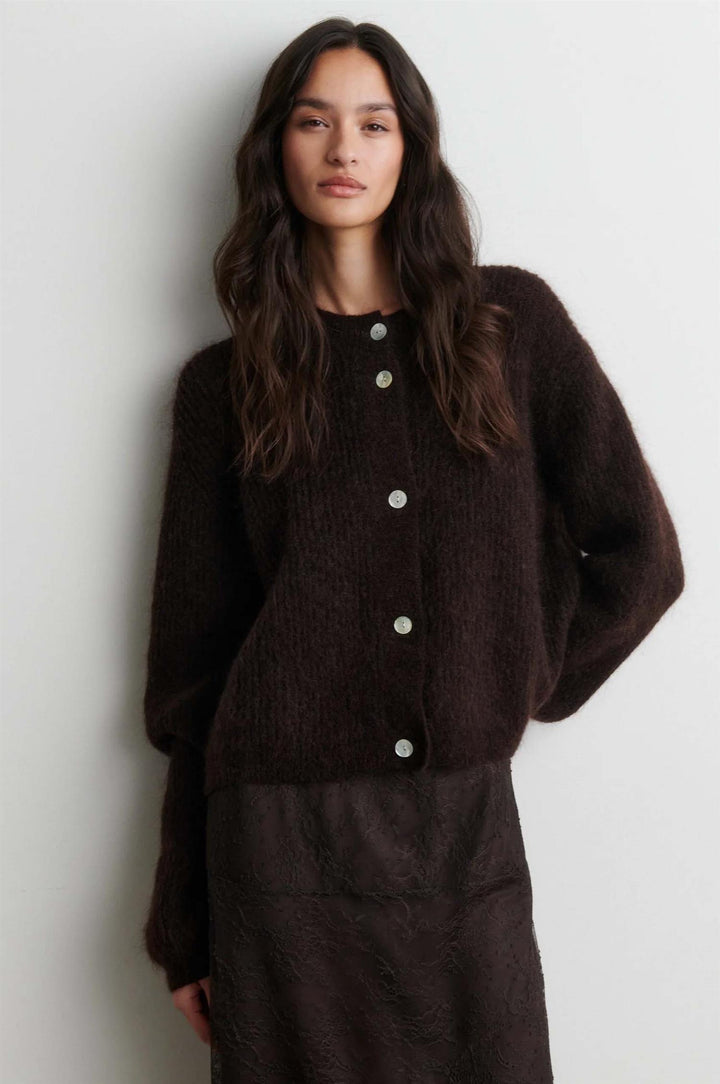 Andrea Knit Cardigan - Chocolate Brown