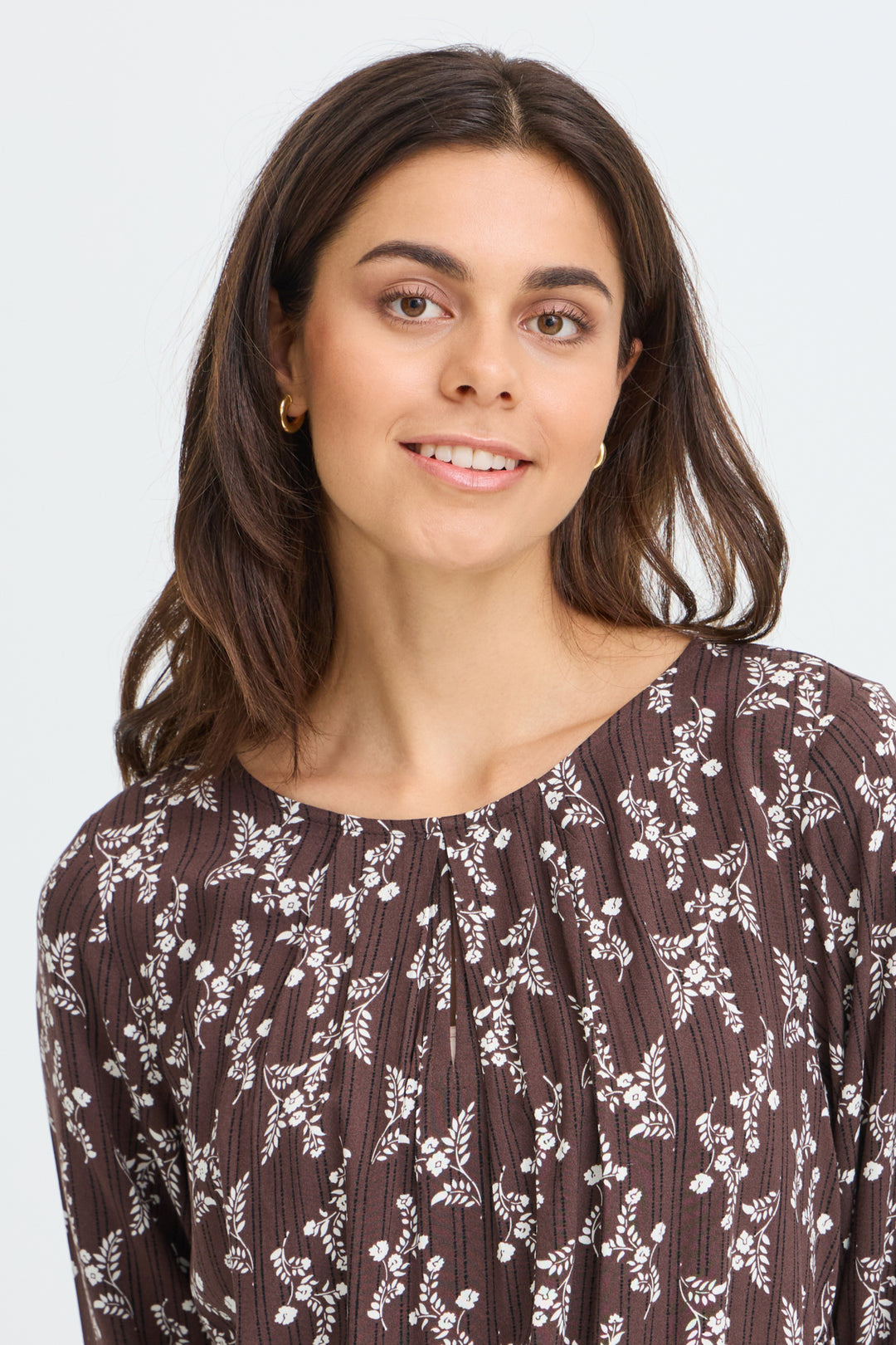 FRMERLE Blouse - FLOWER DROP HOT FUDGE