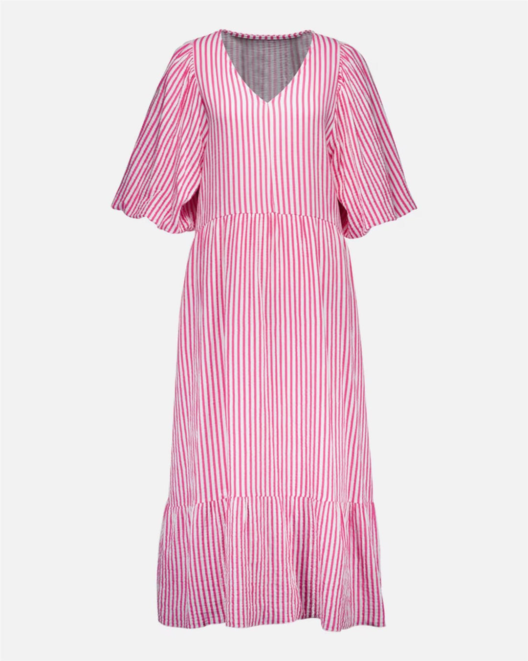 Margo Stripe Midi Dress - Cerise