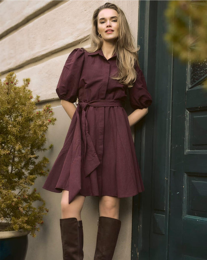 Lavina Dress - Deep Cherry