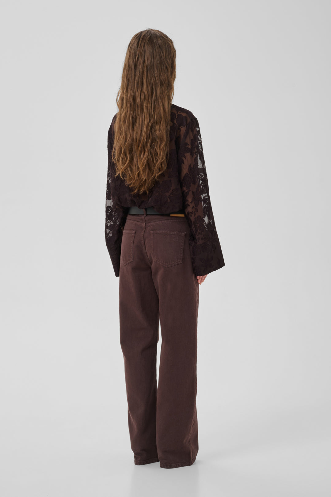 Enya Boxy Shirt - Chocolate Plum Burn out