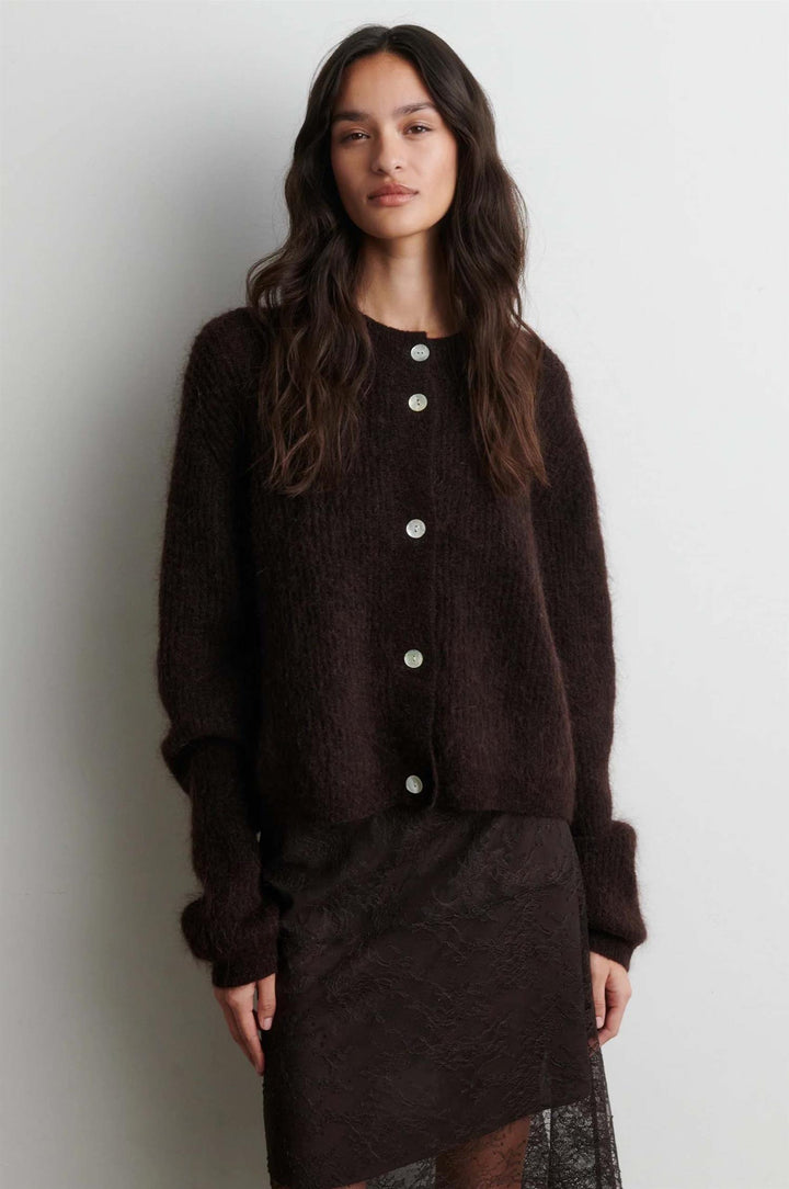 Andrea Knit Cardigan - Chocolate Brown