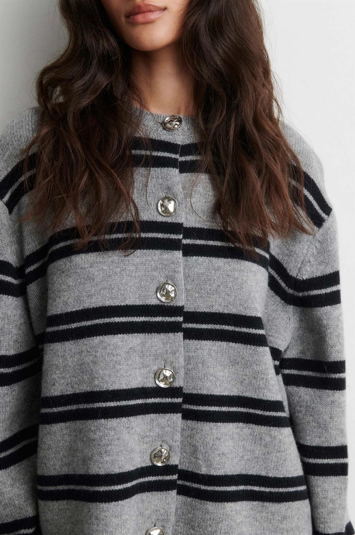 Alphaline Knit Cardigan - Mid Grey Melange