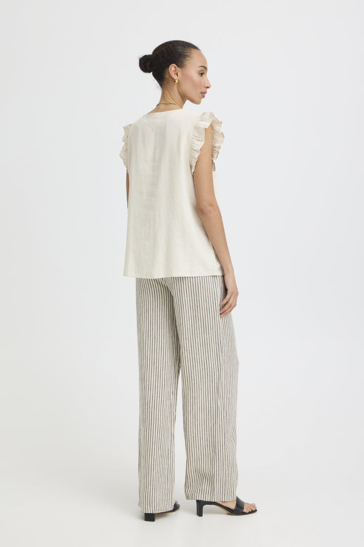 BYFALAKKA RUFFLE SHIRT - Rainy Day Melange