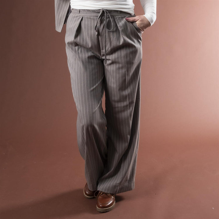 KAmeril Wide Pants - Beige Pinstripe