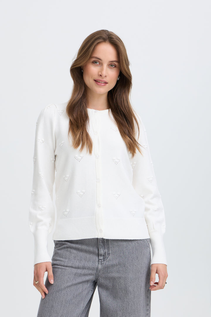 BYMANINA STRUCTURE CARDIGAN - Marshmallow Melange