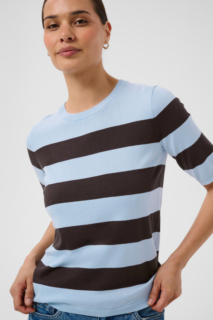 KAlizza Striped Knit - Blue fog / Brown Wide Stripe