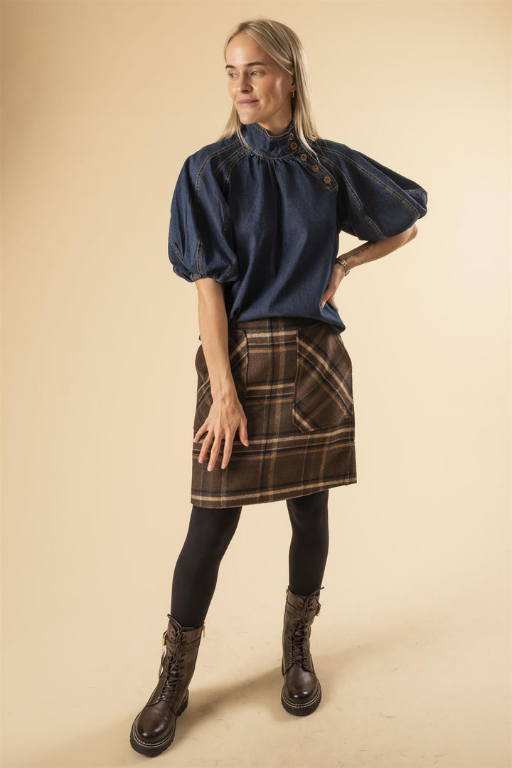 Adam Check Skirt - Coffee
