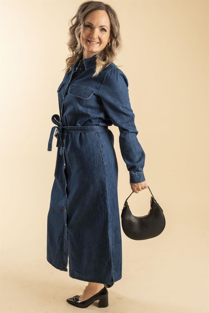 PZMALIA SHIRT DRESS - Dark blue denim