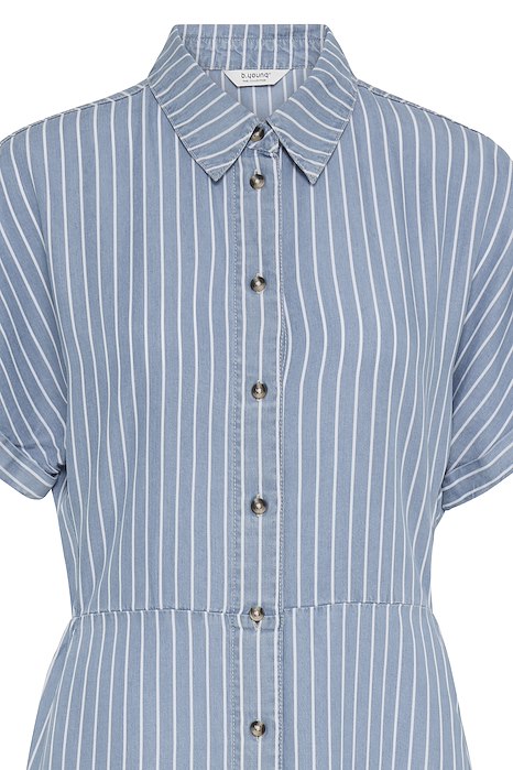 BYKOSMO BUTTON DRESS - LIGHT BLUE DENIM STRIPE