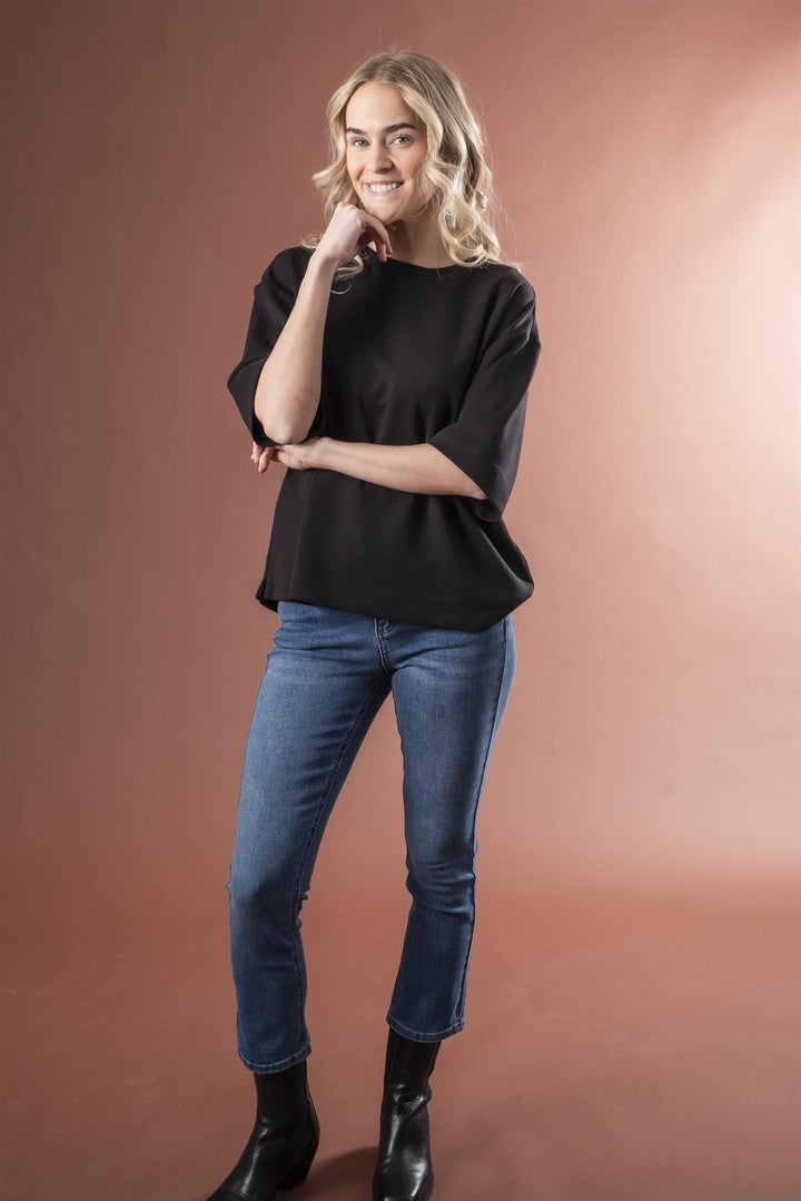 KAriver Cropped Jeans - Medium blue denim