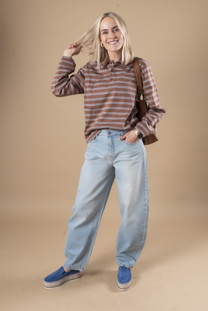 FIKKIA POLO T-SHIRT - CHOCOLATE MALT TRIPLE STRIPE