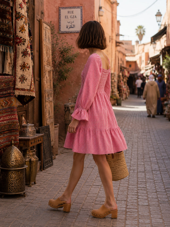 Tia Short Dress - Red Check