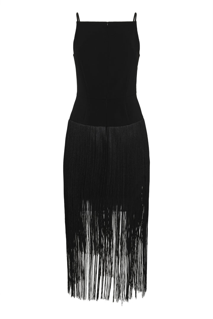 CHARLEENE FEST FRINGE DRESS - Black
