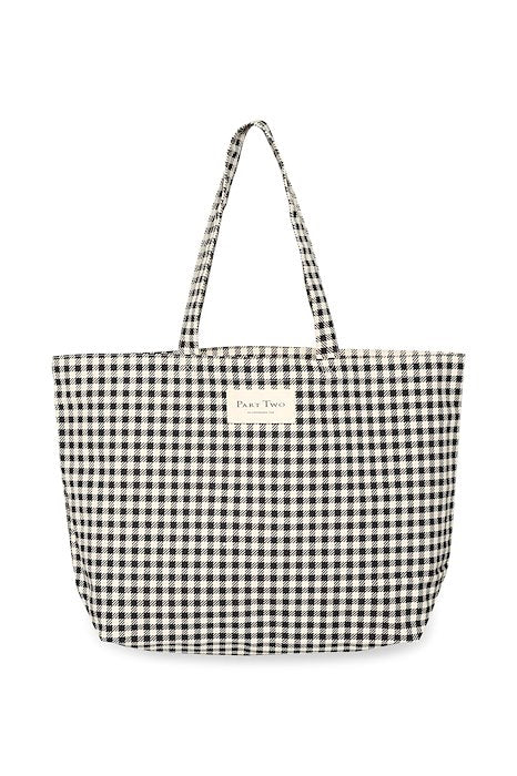 Canvas Bag Boat Shape - Check black