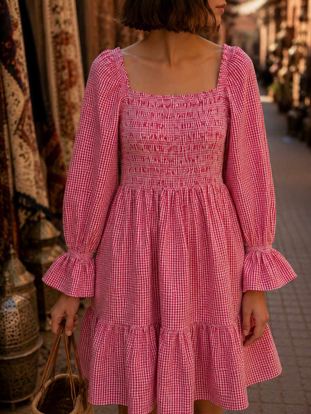 Tia Short Dress - Red Check