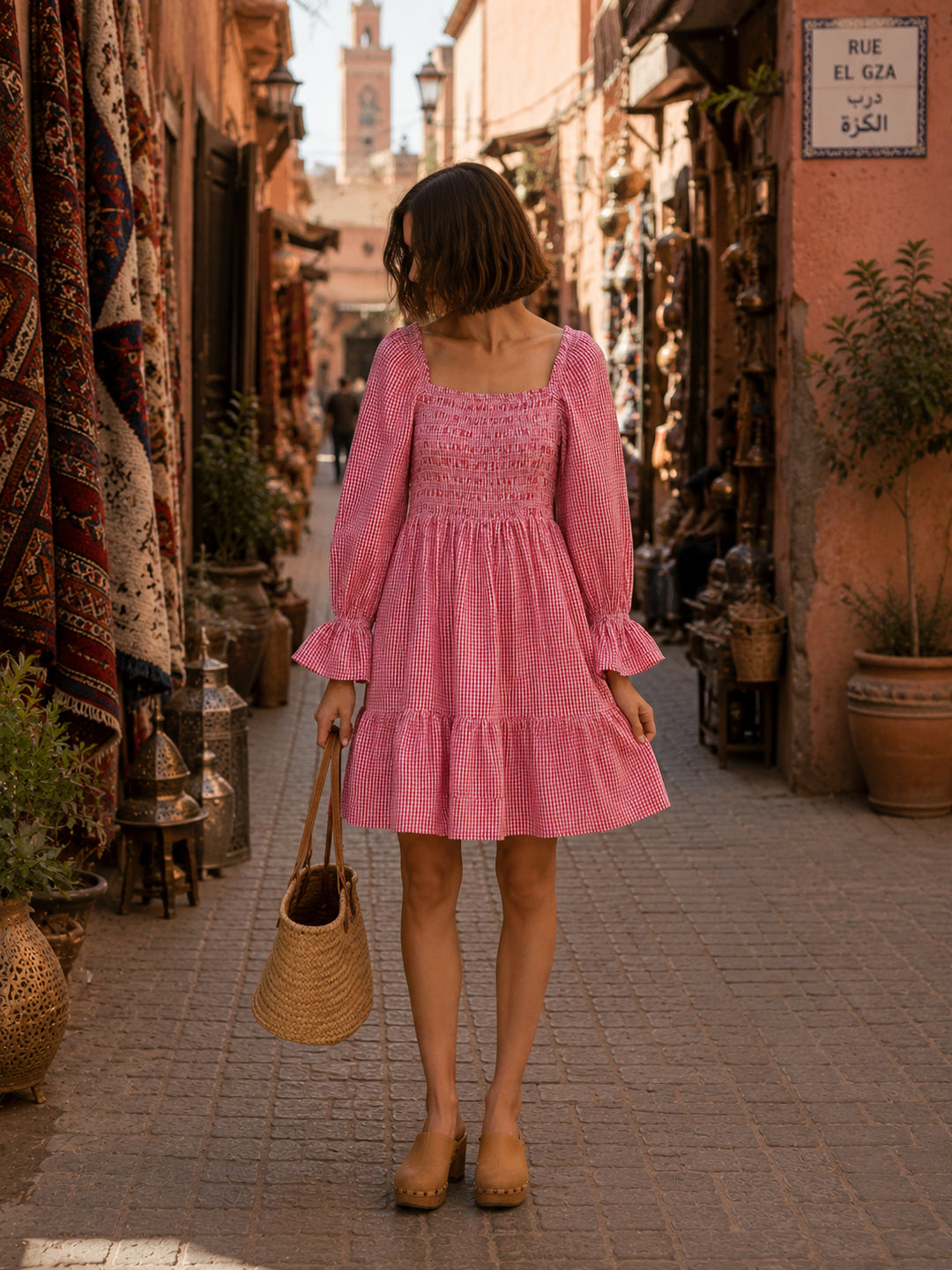 Tia Short Dress - Red Check