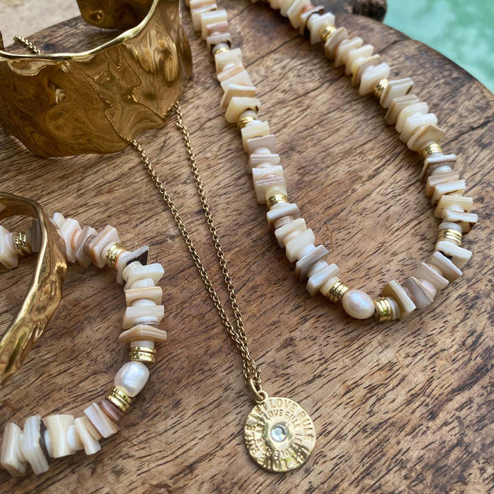 Nature Beads Bracelet - Beige shell