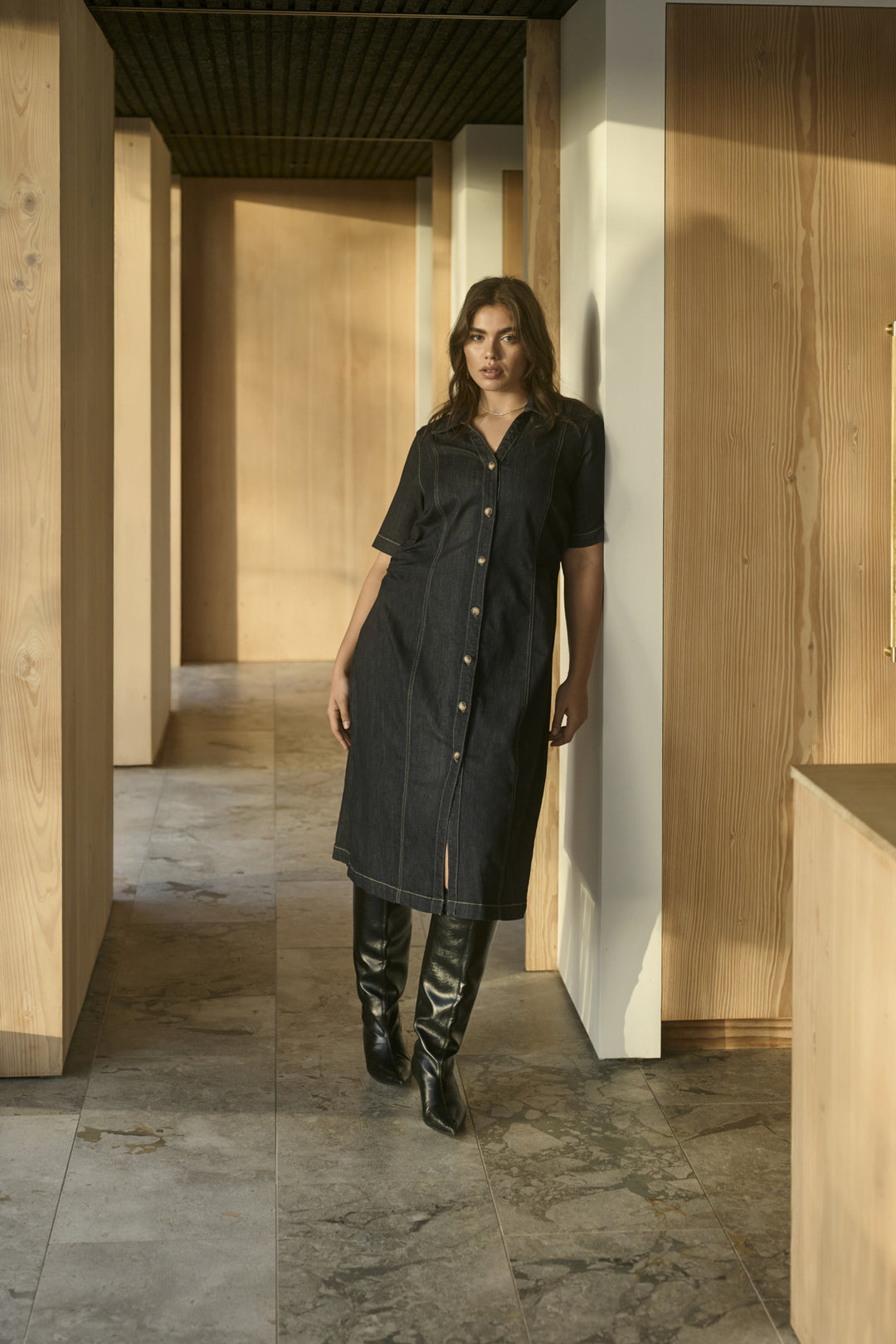 KCmally Denim Dress - Raw blue denim