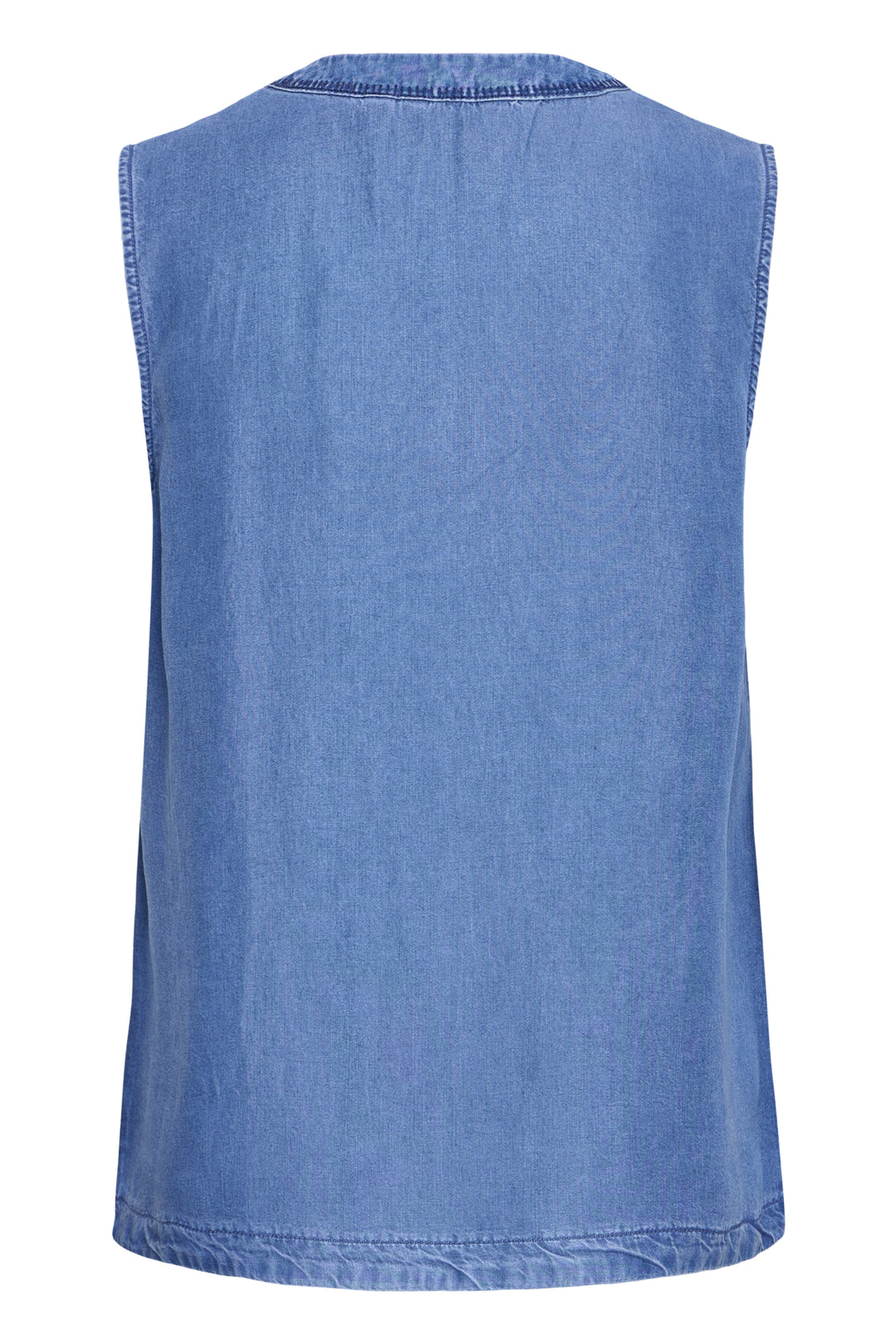 BYkosmo Sleeve Less Emrodery Shirt - Mid Blue Denim