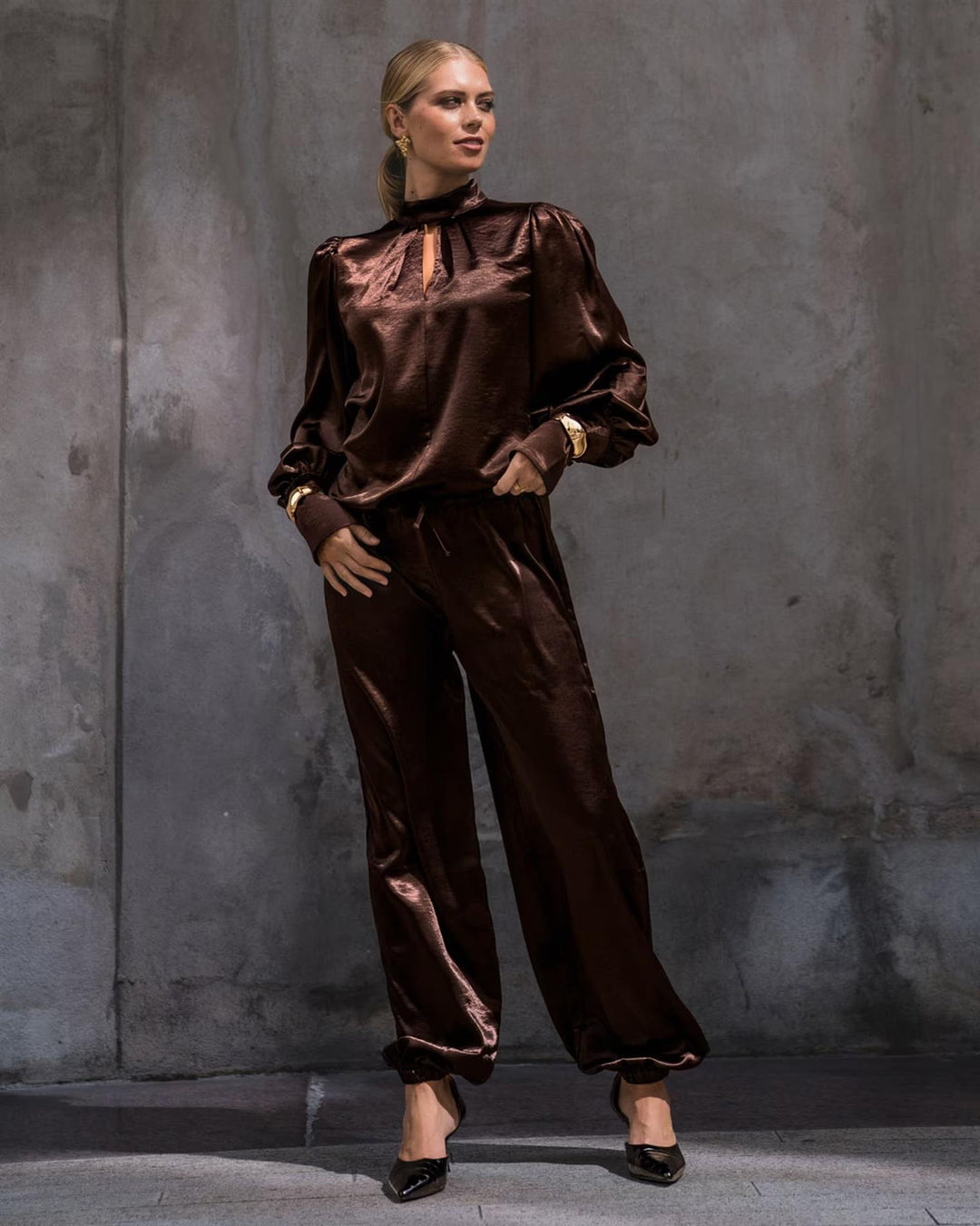 Skyler Heavy Satin Pant - Black