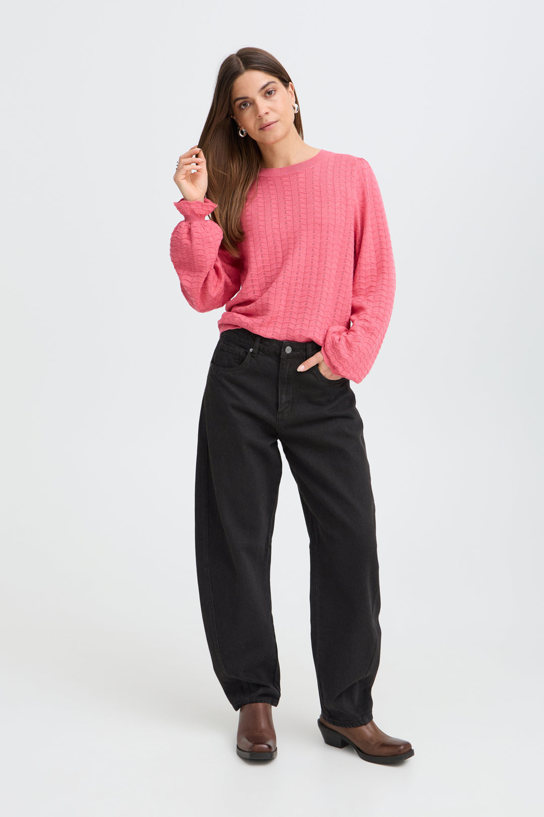 PZDORIT HighWaist JEANS BARREL LEG - Espresso