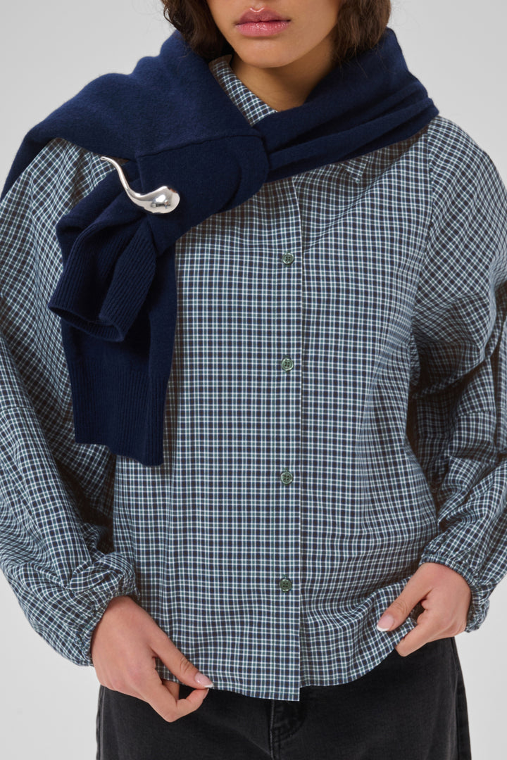Ilse Balloon Sleeve Shirt - Douglas Green Check