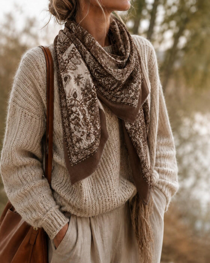 Ullskjerf Paisley - Brun