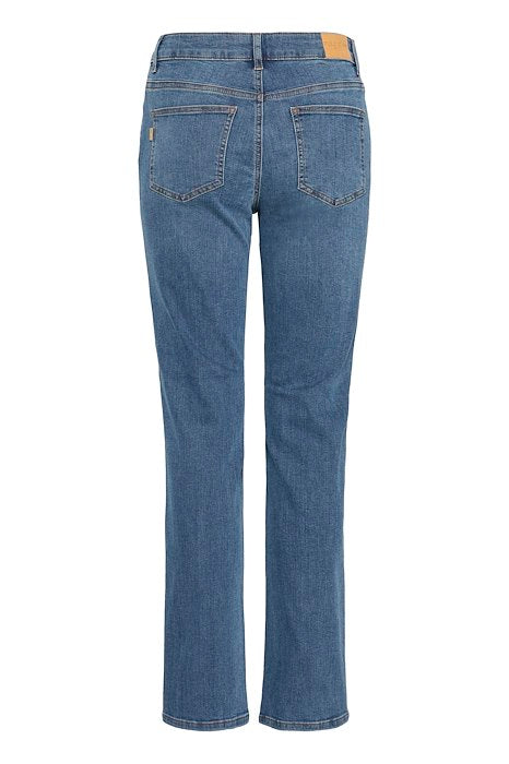 PZEMMA HighWaist Jeans Medium Straight Leg - Bright medium blue denim