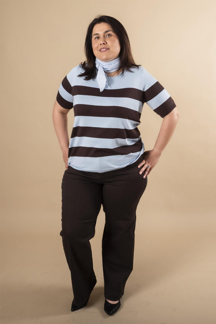 KClizzy Striped Pullover - Blue fog / Brown Wide Stripe