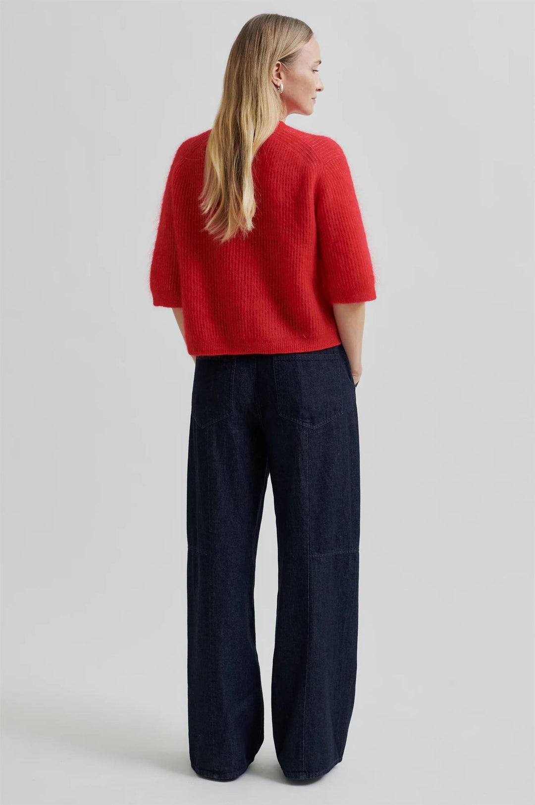 Andrea Knit Rib Cardigan  - Goji Berry- Goji Berry