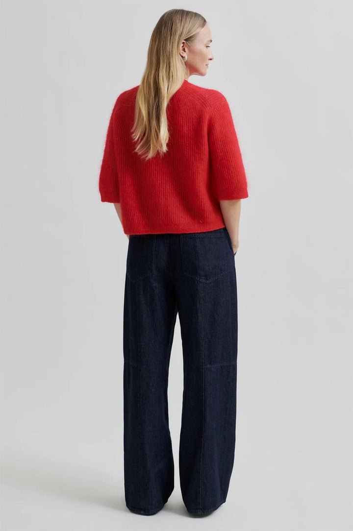 Andrea Knit Rib Cardigan  - Goji Berry- Goji Berry
