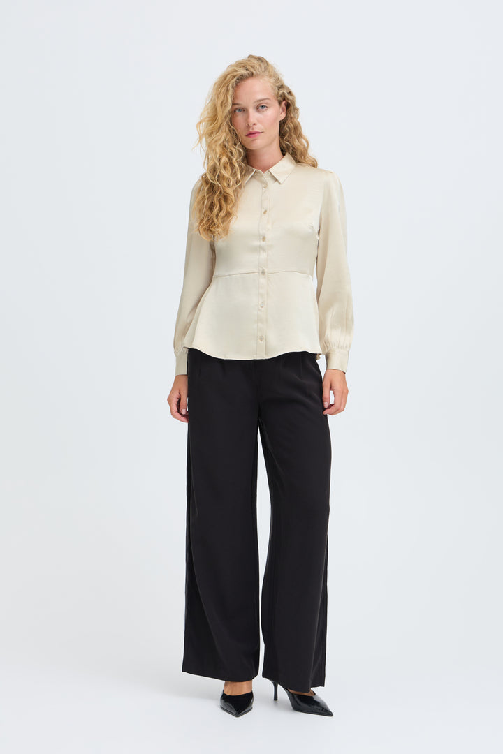 BYISA PEPLUM SHIRT - Oatmeal
