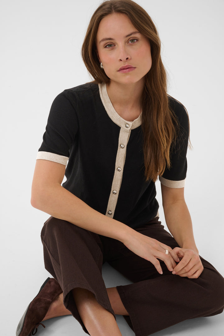 KAlizza Contrast Cardigan - Black deep