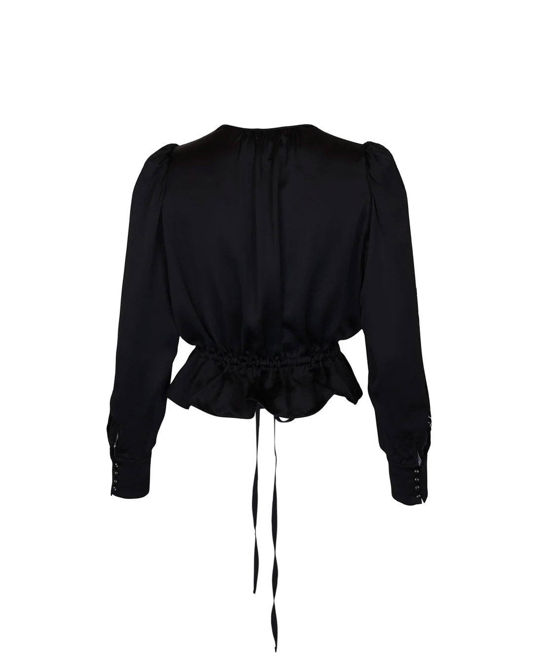Satin Tie Blouse - Black
