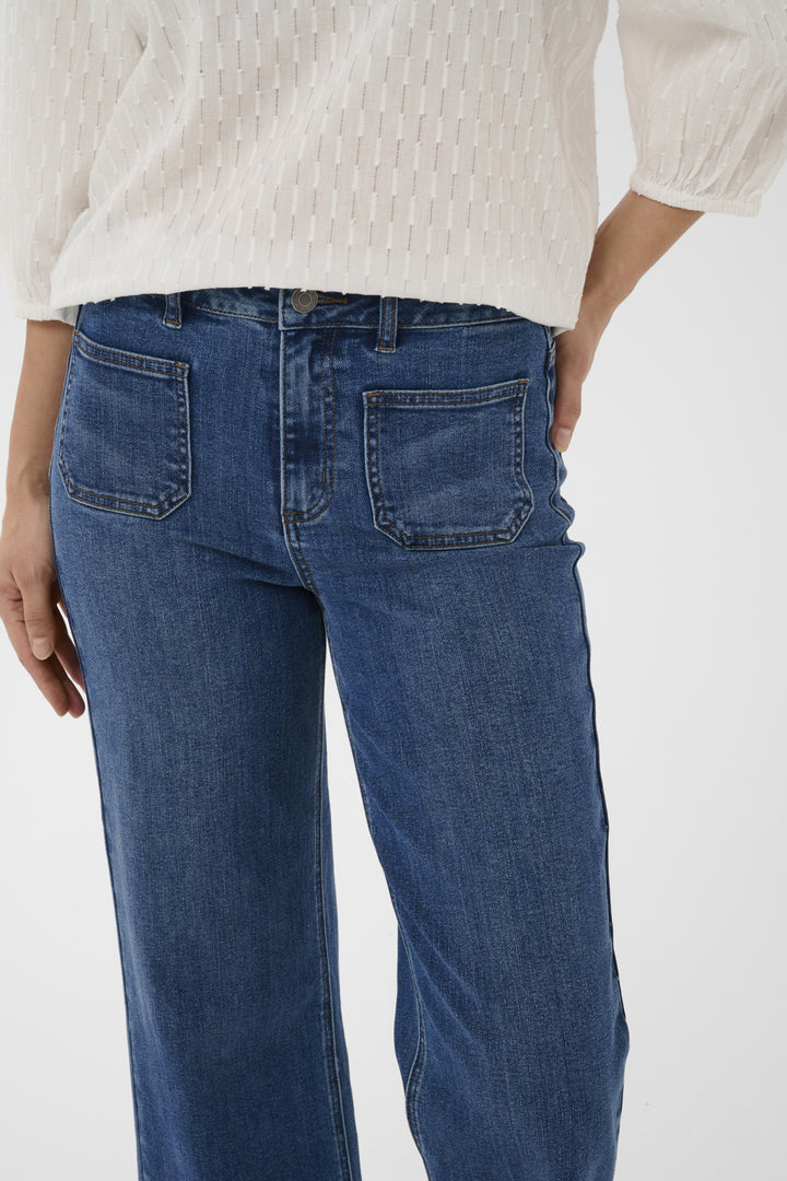 KAbrook Cropped HighWaist Jeans - Medium blue denim